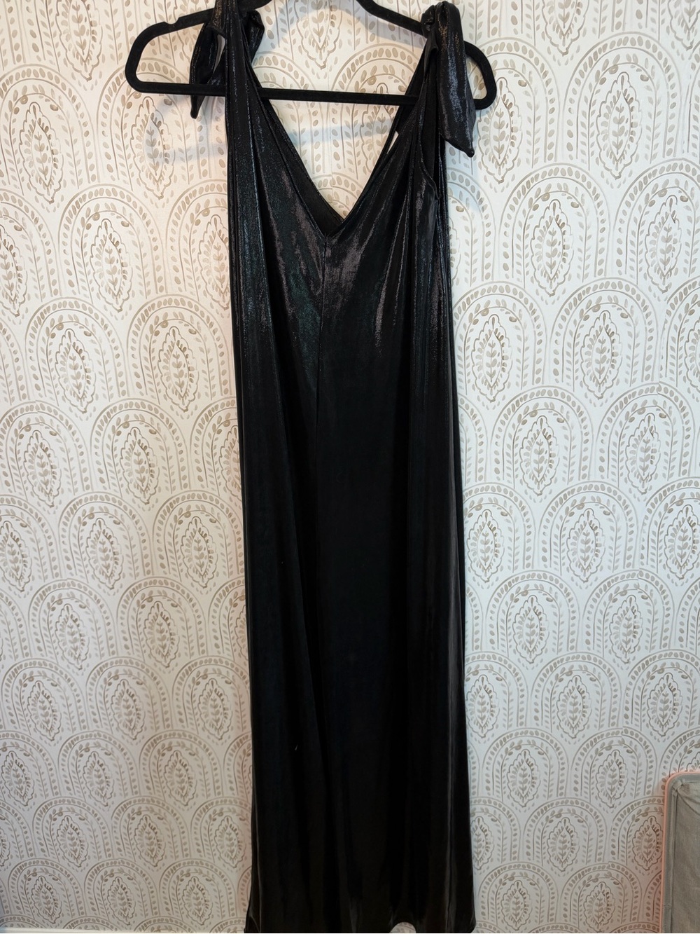 KPY Lounge Black Shimmer Wide Leg Tie Strap Jumpsuit One Size - Picture 3 of 9